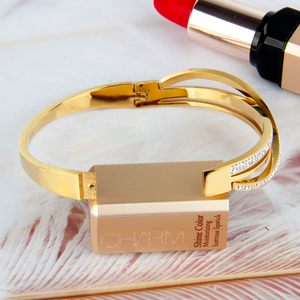 Bracciale in Acciaio Inossidabile Dorato a Forma di <span class=keywords><strong>S</strong></span> con Diamanti, Accessorio di Gioielleria di Alta Qualità per Donna, Regalo per Feste - Product Image 4