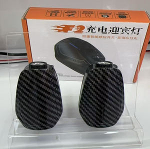 Luz LED Recargable con Sensor Infrarrojo para Puerta de Coche, Logotipo de Bienvenida Personalizable, Luz de Esquina Universal con Proyección de Logotipo, Fibra de Carbono - Product Image 6