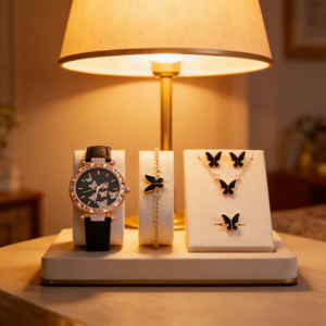 Ensemble de 5 montres rondes vintage pour femmes, bracelet en cuir, alliage, plusieurs styles disponibles, idéal pour offrir en cadeau à des amis - Product Image 5