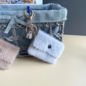 2024 <span class=keywords><strong>Mini</strong></span> pièces de monnaie portefeuille porte-clés <span class=keywords><strong>pompon</strong></span> porte-clés porte-clés fausse fourrure données câble sac de rangement Pom Pom porte-clés décoration cadeau - Product Image 5