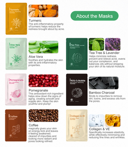 Coreano antienvejecimiento colágeno <span class=keywords><strong>Aloe</strong></span> Vera cúrcuma seda máscara Facial hoja tamaño de viaje vitamina C té verde para el cuidado de la piel cara - Product Image 3