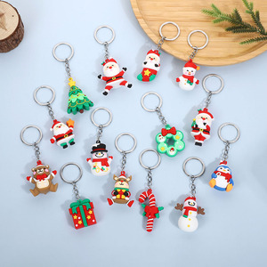 Soododo Santa Claus 2026 Christmas Tree Snowman Cartoon 3D UV Printing Rubber Keychain Doll Pendant