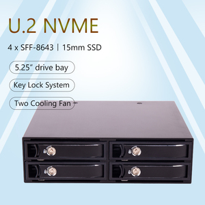 Abnehmbares 4-Bay U.2 NVMe SSD/<span class=keywords><strong>HDD</strong></span> Mobile Rack, Metall-SAS-PCIe-Gehäuse für 5,25-Zoll-Laufwerksschacht - Product Image 1