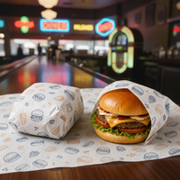 Papier d'emballage pour sandwichs et hamburgers, imprimé sur mesure, résistant à la graisse, de qualité alimentaire, biodégradable, pour les restaurants de restauration rapide