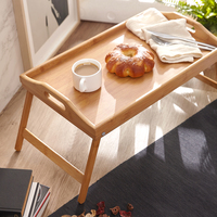 Natural House Vente de gros Table-plateau de lit en bambou avec pieds pliants Ordinateur portable de service pliable et portable Petit-déjeuner Plateau de lit