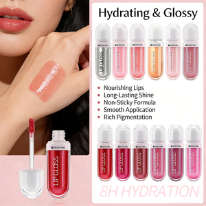 Custom Logo Waterproof Lip Care Long Lasting Hydrating Plumping Liquid Lipstick Moisturizing Makeup Glossy Pearl Lip <b>Gloss</b> Set - Product Image 4