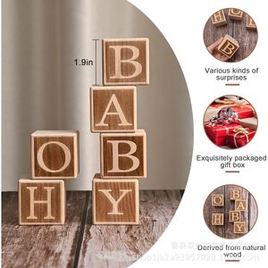 Blocs de lettres en bois pour bébé, décorations de table de fête, livre d'or personnalisé, souvenir, forme carrée, anniversaire enfant - Product Image 5