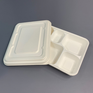 Assiettes de bagasse de canne à sucre à <span class=keywords><strong>5</strong></span> <span class=keywords><strong>compartiments</strong></span> Conteneur de boîte de restauration rapide <span class=keywords><strong>Plateau</strong></span> de <span class=keywords><strong>repas</strong></span> écologique - Product Image 4