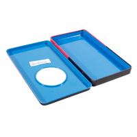 Boîte métallique rectangulaire imprimée rouge et noire avec fenêtre, idéale pour batteries de téléphone, accessoires technologiques et bonbons – Offre Spéciale