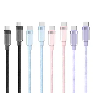 Factory customization Transparent Colorful Laptop Cable TYPE-C TO TYPE-C PD Fast Charging data cable