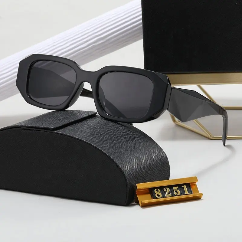 Kacamata besar besar persegi panjang gaya Punk Y2K Vintage mewah baru untuk wanita pria bermerek OEM kacamata hitam heksagon kustom dengan Logo 2023