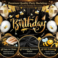 Ensemble de décoration pour fête d'anniversaire sur le thème de l'abeille, 202 pièces, ballons, toile de fond, vaisselle, kit de fête sur le thème de l'abeille tout-en-un pour les anniversaires en intérieur et en extérieur