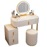 Nouvelle petite table de toilette moderne minimaliste de luxe en acier inoxydable avec éclairage intégré réglable pour chambre à coucher