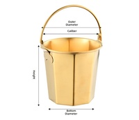 Seau à glace octogonal portable de luxe en acier inoxydable 304 doré avec poignée pour champagne et vin, idéal pour bars et fêtes
