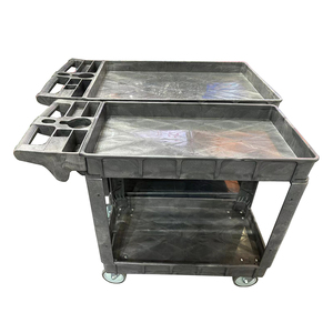 Nhiệm vụ nặng nề 3 Tier nhựa di động dịch vụ giỏ hàng phẳng cán tiện ích giỏ hàng dịch vụ kho hàng - Product Image 3