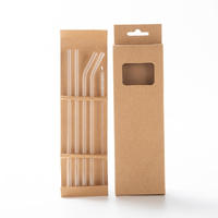 Ensemble de pailles à boire en verre réutilisables, milkshakes, jus, boissons, smoothies, pailles à boire écologiques, courbées, droites, en verre transparent