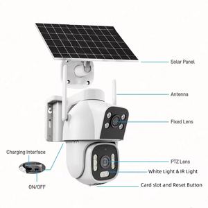 Cámara de Seguridad Inalámbrica HiEasy Inteligente de 2 Lentes, con Energía Solar, 4G, Alta Definición, Sonido y Luz, Alarma, Visión Nocturna a Todo Color - Product Image 6