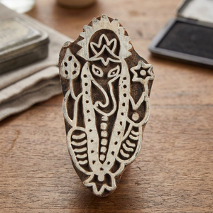 Bloque de Madera con Diseño Pintado, Arte Popular Indio Hecho a Mano, para Decoración del Hogar - Mejores Precios en INDIANSHELF - Product Image 2