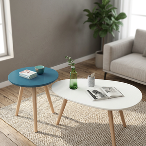 Special Offer Kusimi White Glossy Modern Round Solid Wood Coffee <b>Table</b> <b>with</b> Three <b>Legs</b> Home Furniture <b>Foldable</b> Design - Product Image 3