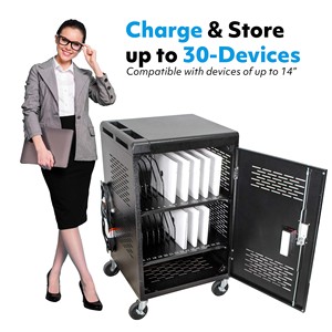 Gabinete de Carga Móvil con 30 Compartimentos, Regleta de Alimentación de CA para Tablets en el Aula, Carro de Carga para Laptops - Product Image 4