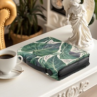 Housse de Bible en cuir PU avec imprimé botanique tropical de feuilles de taro personnalisées, avec fermeture éclair et poignée de transport