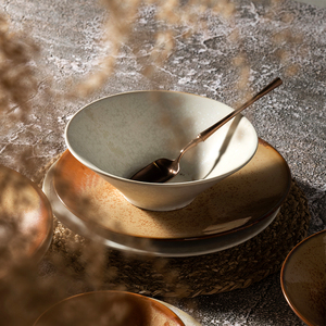 Fabricante de Jiujiuju, <span class=keywords><strong>vajilla</strong></span> de porcelana nórdica para eventos de banquetes de Hotel, platos de cerámica, juego de cuencos blancos marrones reactivos de cerámica - Product Image 2
