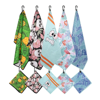 Serviette de golf personnalisée design du fabricant 2 pièces/ensemble serviettes de golf gaufrées en microfibre avec pince serviette de golf à impression personnalisée