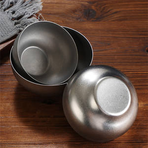 Rétro monocouche <span class=keywords><strong>en</strong></span> acier inoxydable bols à riz bol à Sauce <span class=keywords><strong>Mini</strong></span> marmite profonde Barbecue neige gris soupe fruits plats vaisselle - Product Image 6