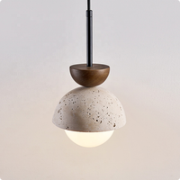 Lampe à suspension moderne en béton pour l'intérieur Abat-jour globe en bois avec cordon réglable Lampe à suspension suspendue en terrazzo pour la maison