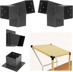 Kit de supports muraux pour pergola à toit incliné à 15 ° Supports pour pergola à 3 voies pour poutres en bois de 4 "x 4" - Product Image 1
