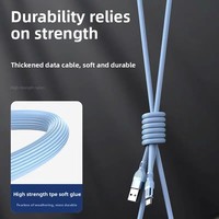 Kabel Data Tipe-C Pengisian Daya Super Cepat 120W Silikon untuk Ponsel, Kompatibel dengan Ponsel Vivo
