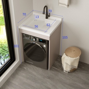 Mueble de lavabo para balcón, combinación para apartamento pequeño, mueble para lavadora, lavabo integrado, mueble de baño - Product Image 3