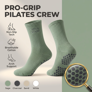 Chaussettes de Pilates personnalisées antidérapantes pour le yoga, la barre et l'entraînement en studio, pour femmes et hommes, avec logo personnalisable, en coton peigné de qualité supérieure - Product Image 1