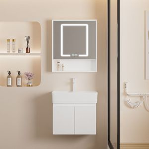White bathroom cabinet <b>small</b>-sized smart storage <b>mirror</b> cabinet white countertop sink hanging cabinet body - Product Image 1