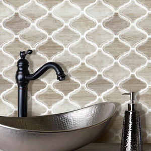 Carreaux muraux autocollants en <span class=keywords><strong>travertin</strong></span> <span class=keywords><strong>beige</strong></span>, forme lanterne arabesque, avec <span class=keywords><strong>joint</strong></span> blanc, à peler et coller, pour murs d'accent modernes - Product Image 5