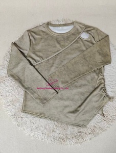 <span class=keywords><strong>Maglietta</strong></span> Autunnale a Maniche Lunghe per Ragazze Taglie Forti, Collo Tondo, Design Traforato, Tie-Dye, con Cintura in Vita per Effetto Snellente - Product Image 6