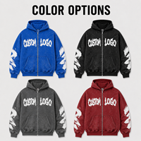 Sweat à capuche zippé personnalisé avec impression Splash Ink, veste à capuche oversize délavée avec fermeture éclair intégrale, logo personnalisé pour style urbain