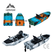 Kayak à pédales modulaire de 3 m (10 pieds) pour la pêche en tandem, idéal pour 3 personnes, avec système de propulsion à pédales, pour la pêche en mer et le transport de poissons vivants.