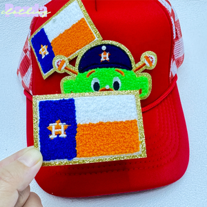 Parche de hierro bordado de chenilla alienígena de béisbol de los Houston Astros de Texas de 4 pulgadas, brillo ecológico para ropa de sombrero - Product Image 5