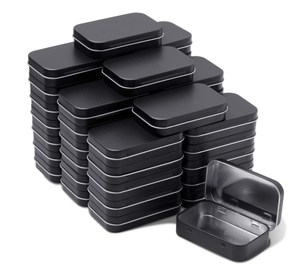 Custom Black Gift Packaging Metal Candy Box Portable Condoms Metal Box Rectangular Hinged Tin Box With Foam