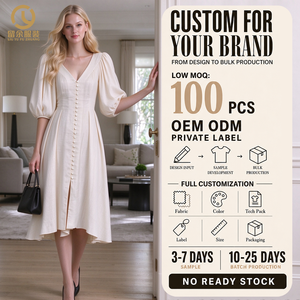 Elegante Abito Midi da Donna con Scollo a V 100% <span class=keywords><strong>Lino</strong></span> <span class=keywords><strong>Bianco</strong></span> Casual A-Line Spandex Modal Cotone <span class=keywords><strong>Vestito</strong></span> da Spiaggia con Volant Tinta Unita Naturale - Product Image 1