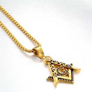 Collar Religioso de Oro 24k que No se Desvanece, Collares de Acero Inoxidable al por Mayor, Collares con Colgante Masónico para Hombres y Mujeres - Product Image 2