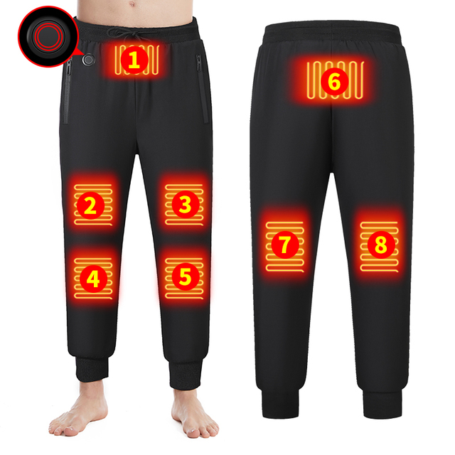 Snow Sports Bottoms Unisex Heated Pants with 8 Heating Zones Rechargeable USB Electric Thermal Trousers Windproof Winter