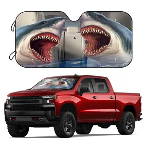 Hot Sale Shark Car Windshield Sunshade With 4 Free Suction Cups Foldable Front Auto Sun Shield Shade Visor Vehicle Accessories