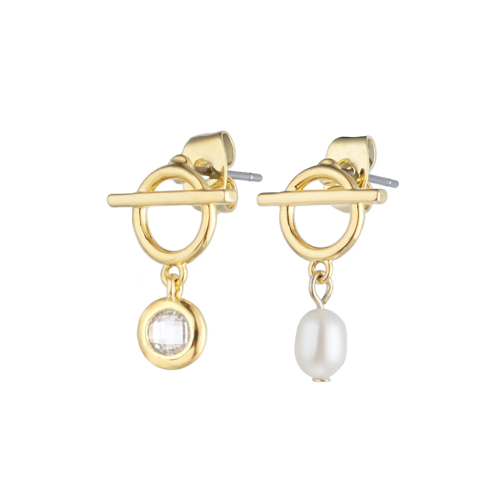 Toggle Mis-Match Earring 18k Gold Plated Pendant Earring Sinspired Pearl Jewelry Earrings For Girls