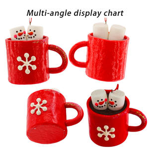 Haute qualité fait à la main noël paillettes Cupcake bonhomme de neige avec renne bois pendentif ornement pour arbre de noël fête cadeaux décor - Product Image 6