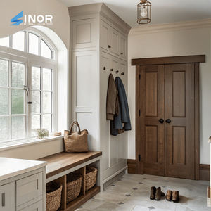 <b>Rustic</b> Black Walnut Wooden Wardrobe Freestanding Storage <b>Cabinet</b> with Hanging Rod Durable for Farmhouse Home - Product Image 2