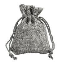 Sacs en toile de jute grise fabriqués en Chine sac à cordon en toile de jute petite faveur de mariage cadeau de jute emballage de bijoux pochette affichage de bijoux