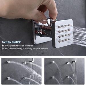 Conjunto de Chuveiro Cromado 2 em 1 com Válvula Desviadora Luminosa Icônica, Ducha de Teto de 10 polegadas e 4 Jatos de Latão com Acabamento Cerâmico - Product Image 6