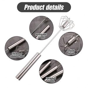 Stainless Steel Semi-<b>Automatic</b> Hand Push Rotary Blender Mixer <b>Stirrer</b> for Blending Egg Whisk - Product Image 3